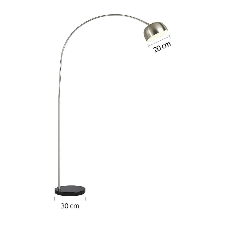 Luminária de Chão Arco Inox com Cúpula Metálica TG