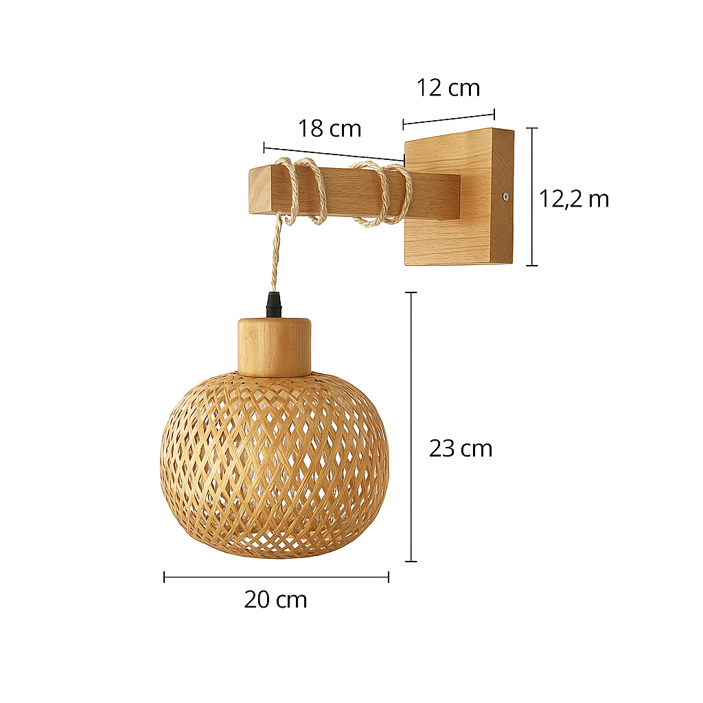 Arandela de Parede de Bambu Vintage