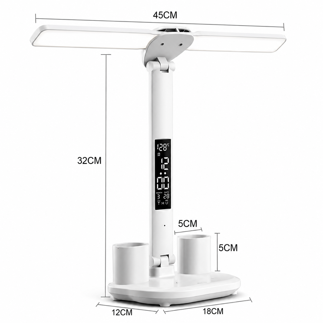 Luminária De Mesa LED Com Relógio e Porta Canetas TG