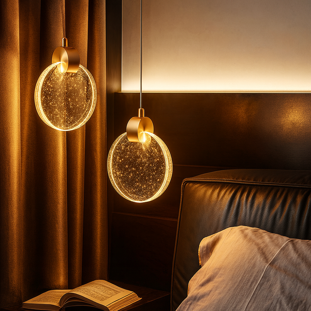 Lustre Pendente Led Moderno   - Lua de Vidro