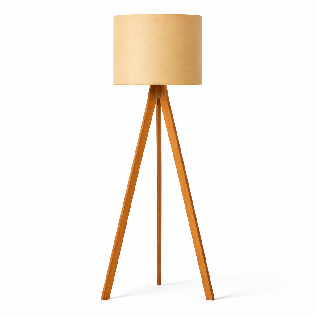 Abajur de Chão com Base Tripé em Madeira Boreal TG