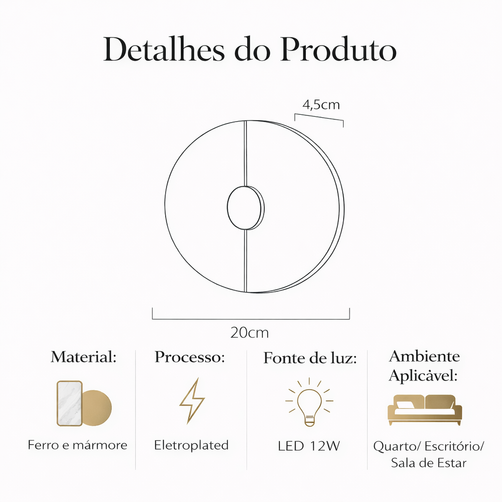 Arandela Interina Nero Mármore TG