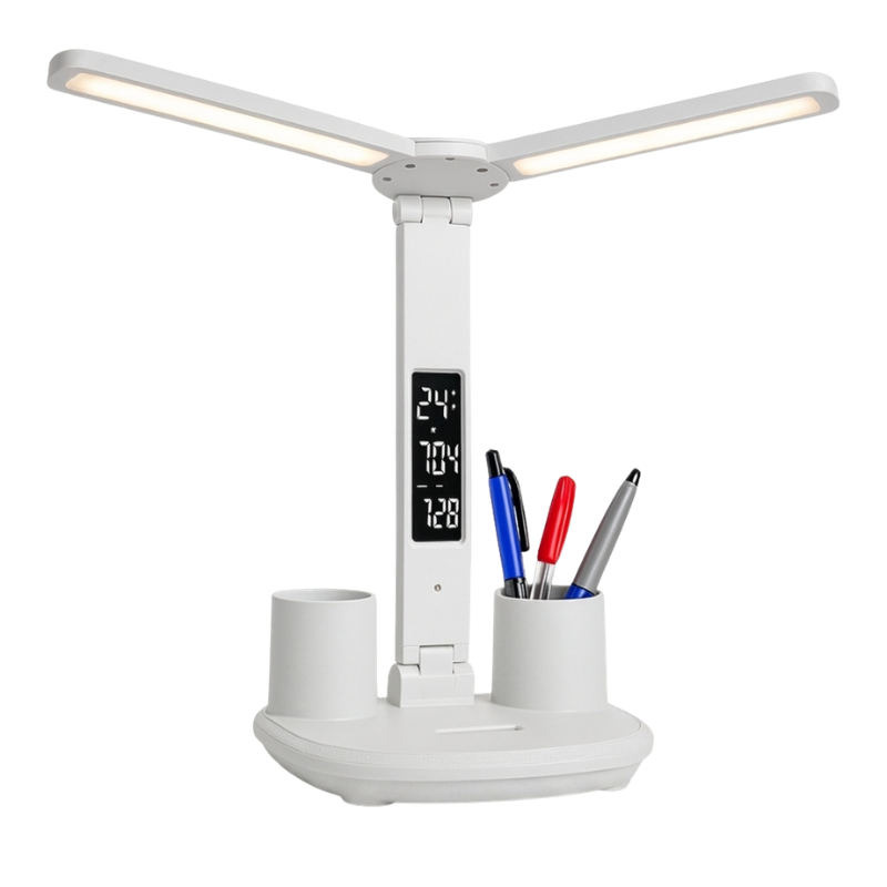Luminária De Mesa LED Com Relógio e Porta Canetas TG